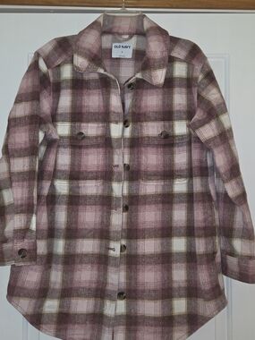 Old Navy Mauve Plaid Utility Shacket Jacket